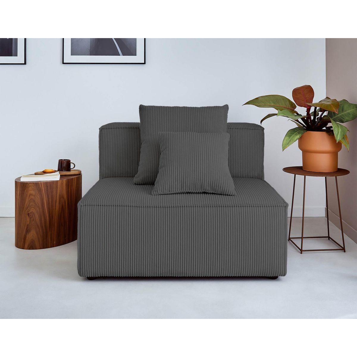 LISA DESIGN Colombine - module d'assise sans accoudoirs - en velours côtelé