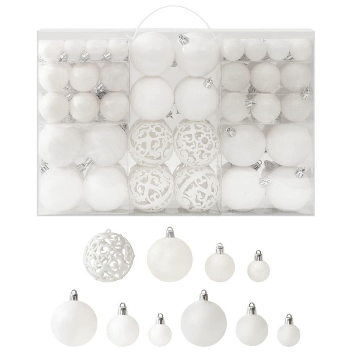 VIDAXL Ensemble de boules de Noël 100 pcs Blanc