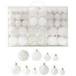 VIDAXL Ensemble de boules de Noël 100 pcs Blanc