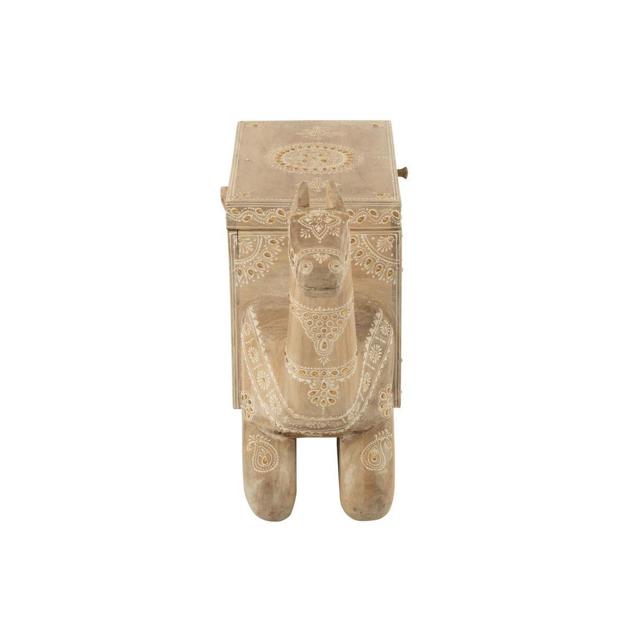 Voir la diapositive 4 : J-LINE Coffre Chameau en Bois  Perle du Sahara  69cm Naturel