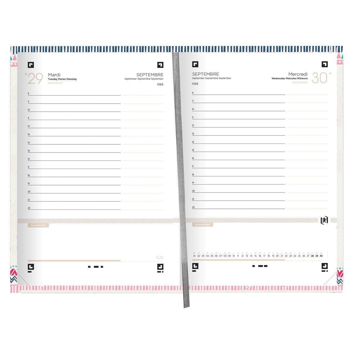 OXFORD Agenda scolaire journalier 12x18cm Boho Chic Zèbre 2023-2024