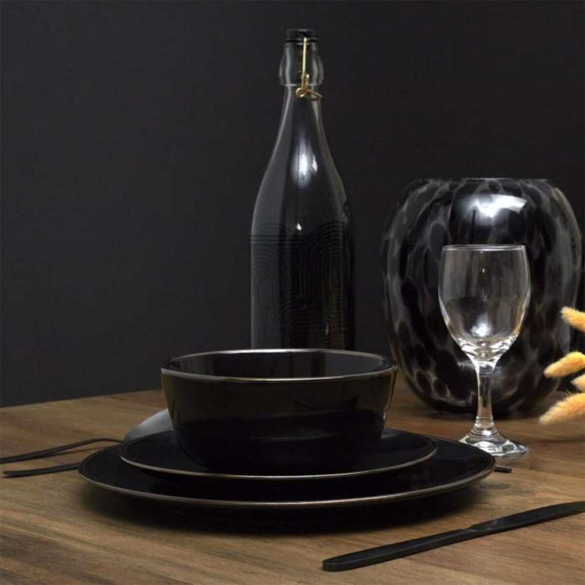 Paris Prix Lot de 6 Assiettes à Dessert  Lounge  20cm Noir