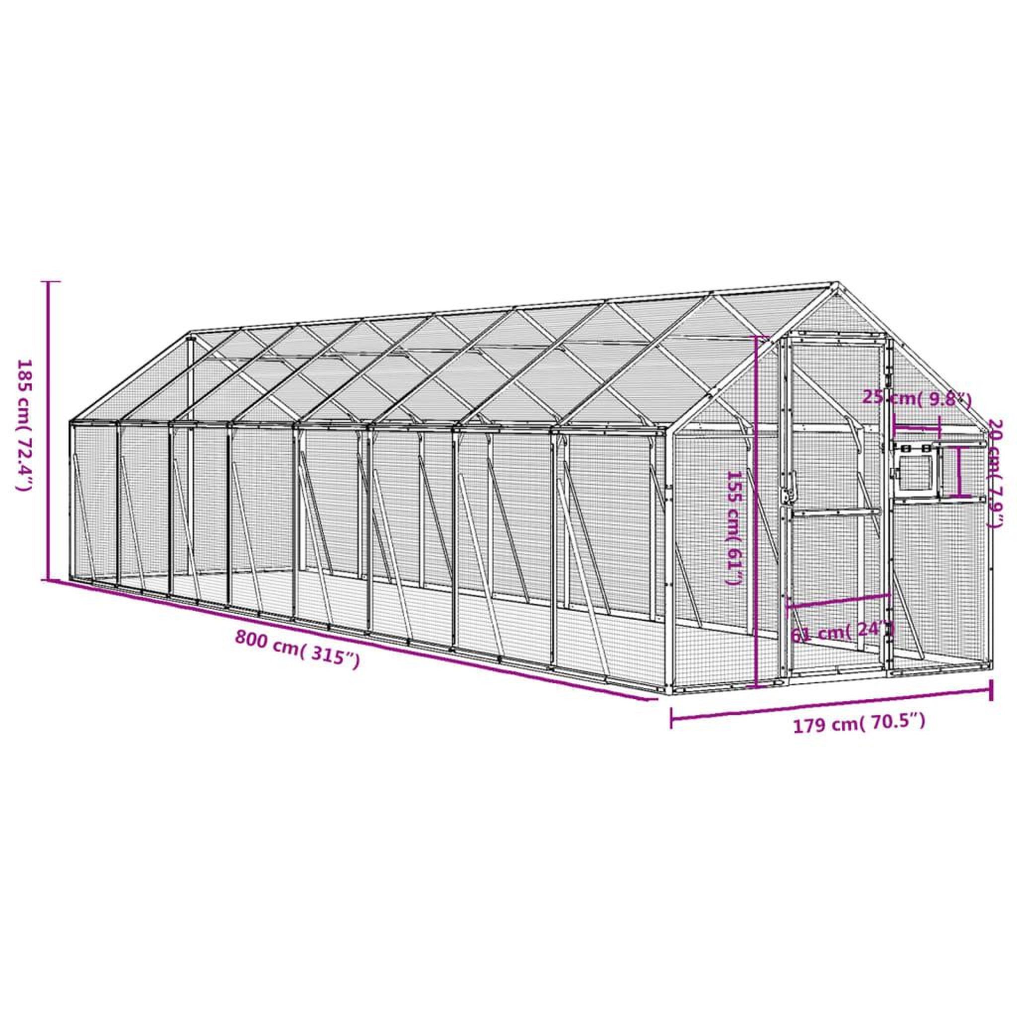 Voir la diapositive 6 : VIDAXL Voliere anthracite 1,79x8x1,85 m aluminium