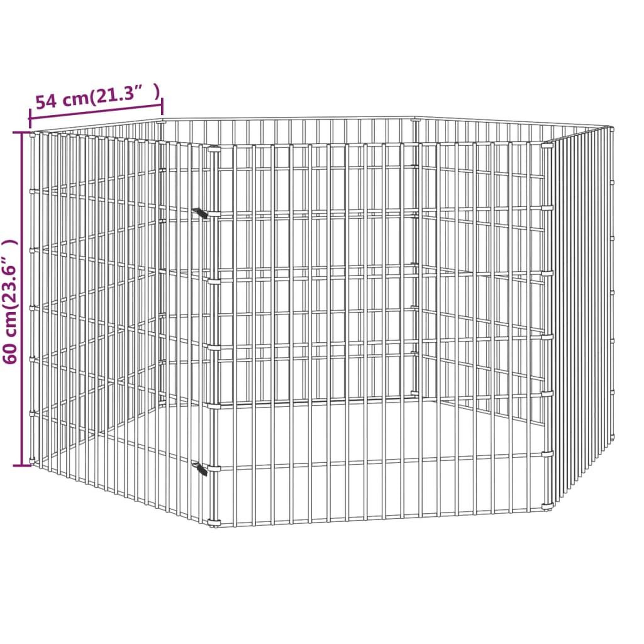 Voir la diapositive 6 : VIDAXL Enclos pour animaux en liberte 6 panneaux 54x60cm fer galvanise