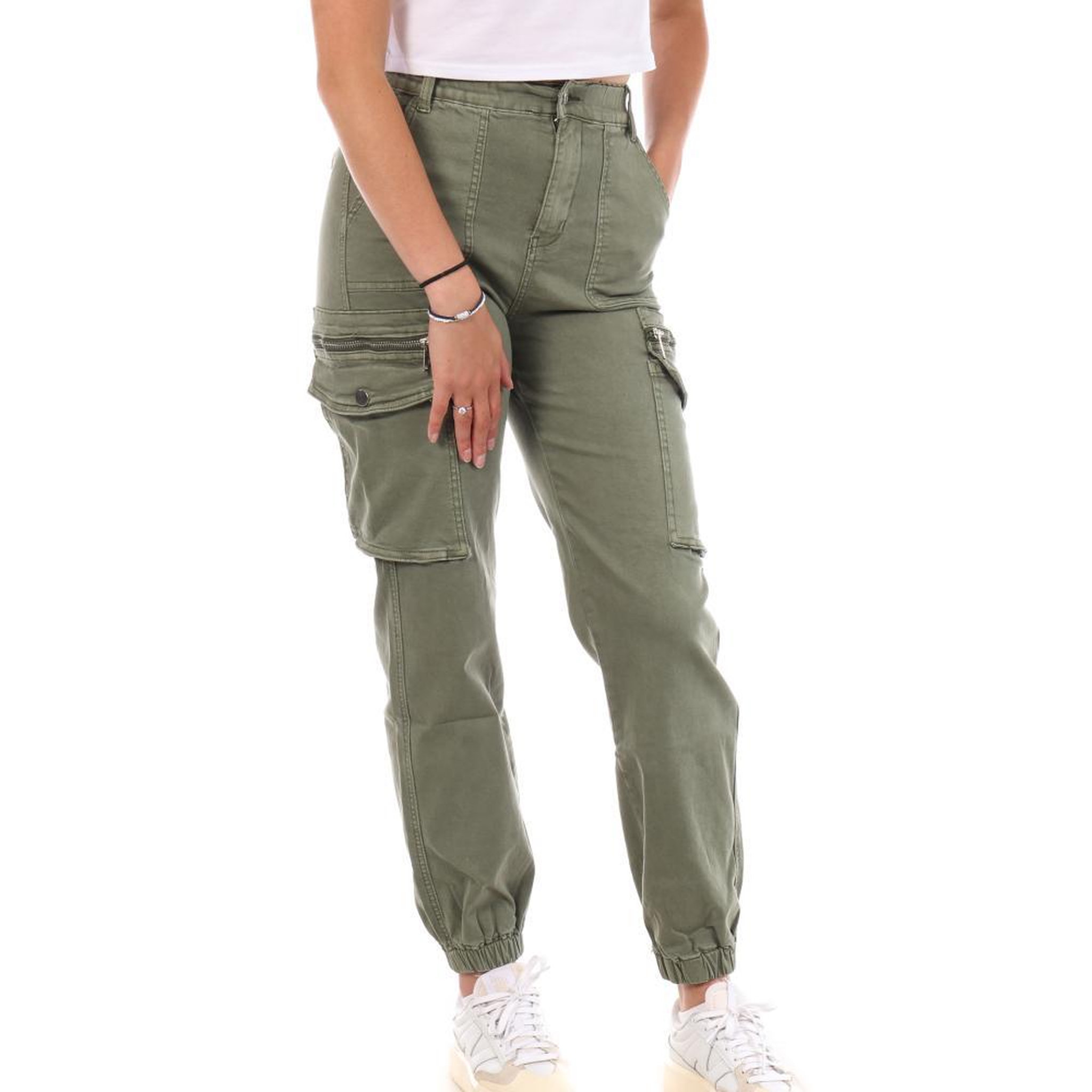 MONDAY PREMIUM Pantalon Cargo Kaki Femme Monday Premium 3178. Coloris disponibles : Vert