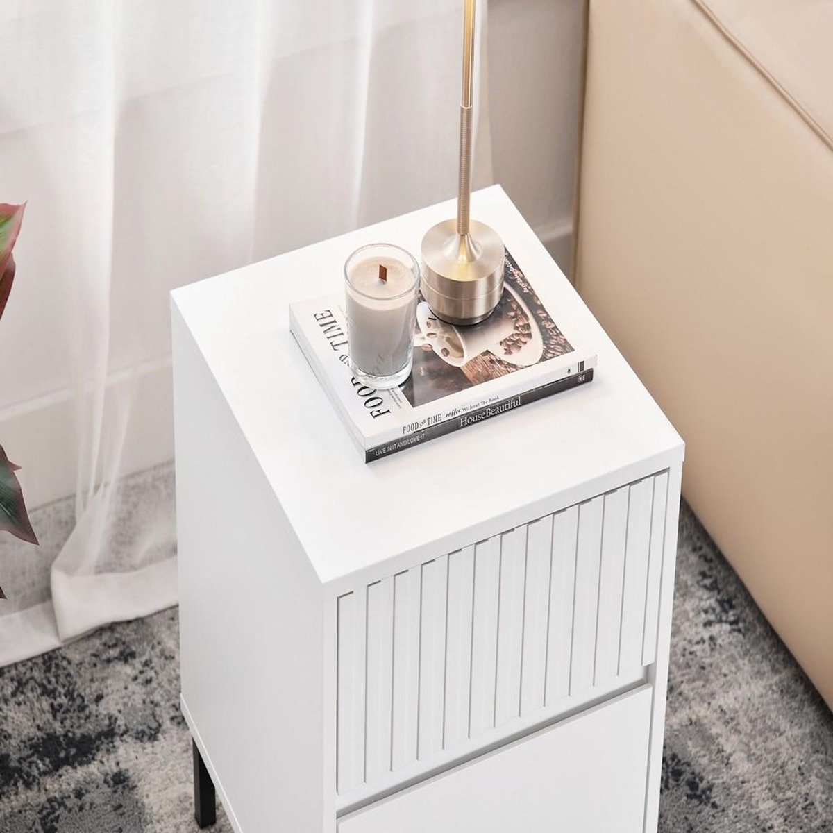 SOBUY SoBuy - Table De Chevet à deux tiroirs - Blanc - 40x40x48cm - Minimaliste - FBT157-W