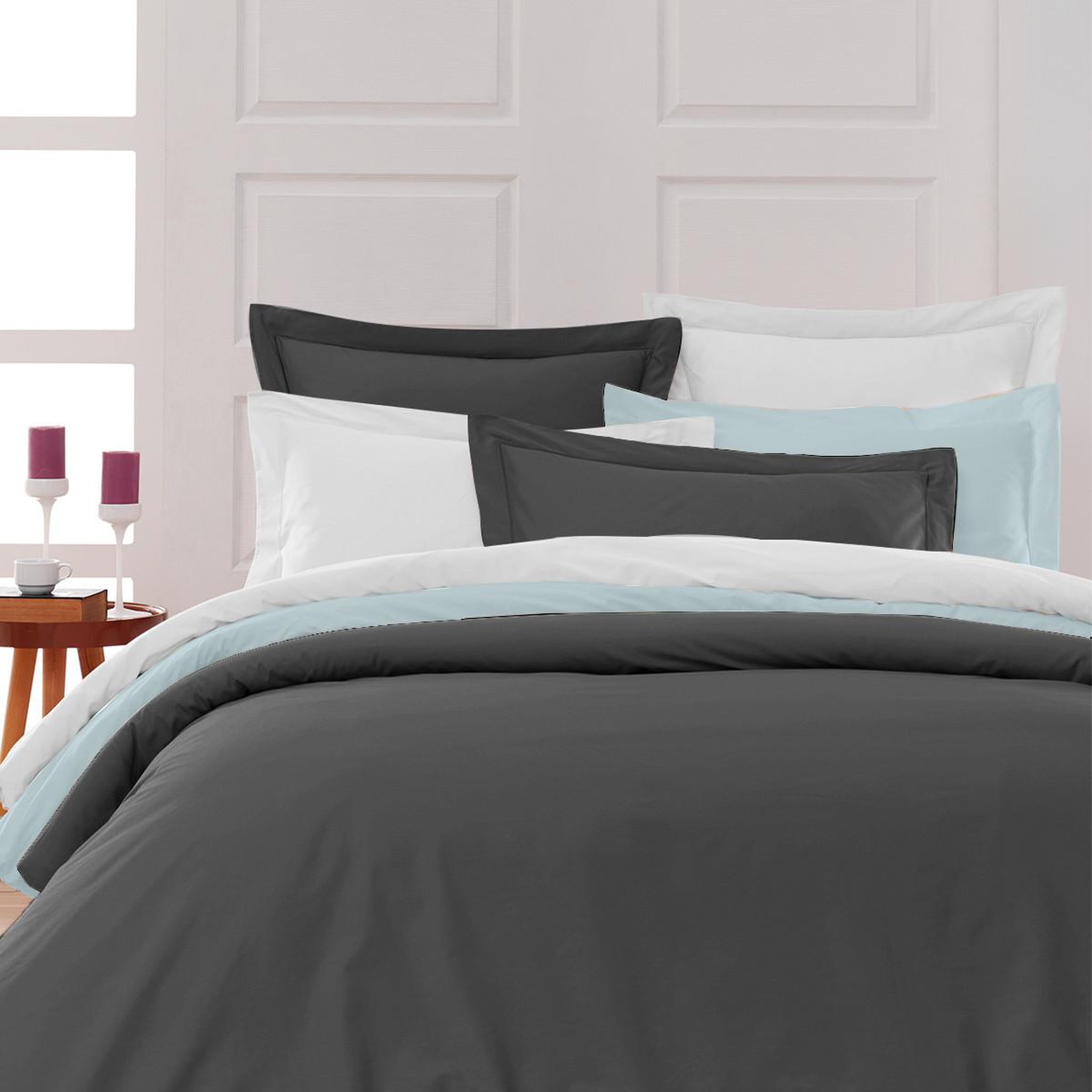 Voir la diapositive 3 : Sensei Maison Taie de traversin en percale de coton SOFT PERCALE - 45x185 cm