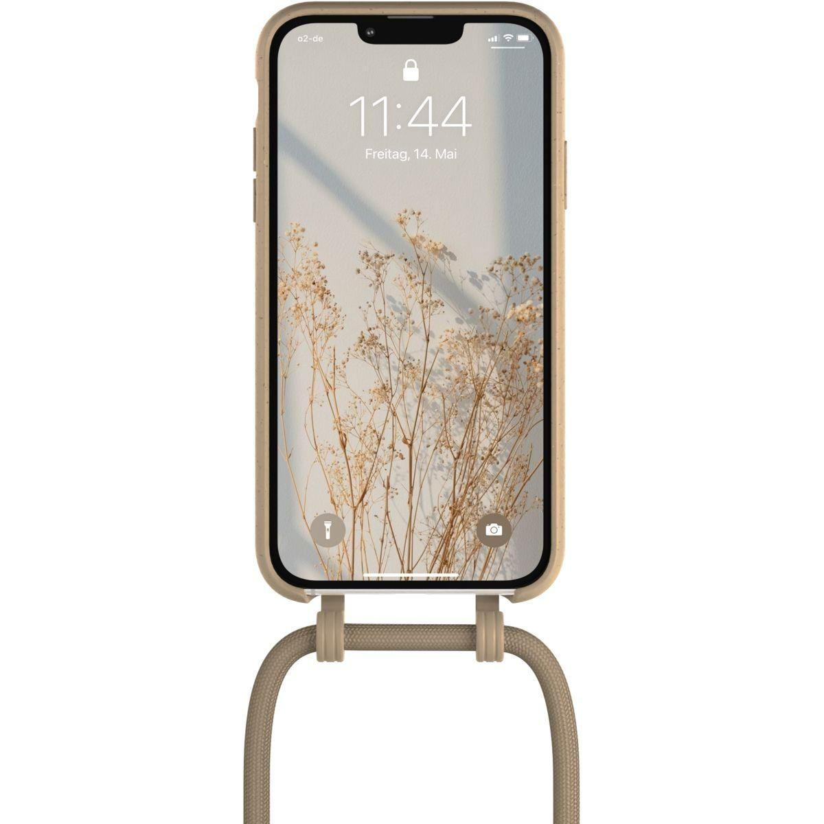 WOODCESSORIES Coque avec cordon iPhone 14 Plus Tour de cou Taupe