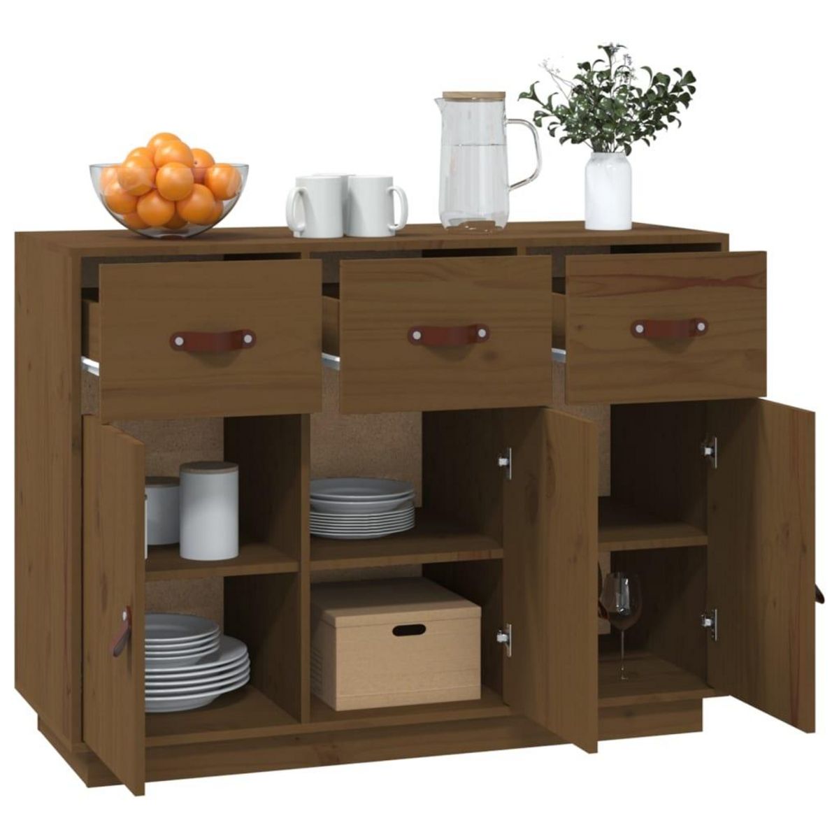 VIDAXL Buffet Marron miel 100x40x75 cm Bois massif de pin