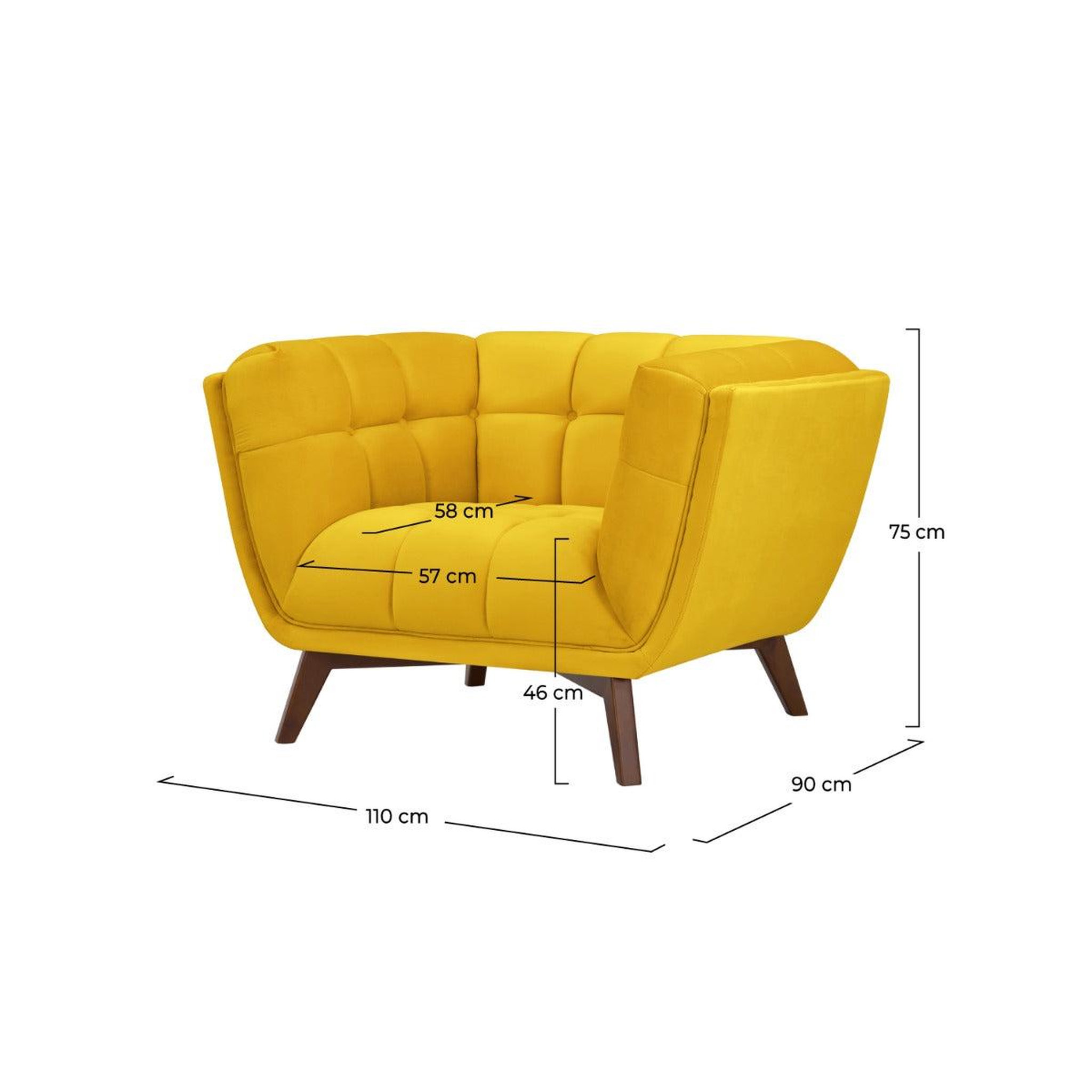Voir la diapositive 4 : MAISON PAVANE Fauteuil en velours jaune pieds marrons-mona