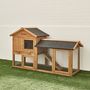 Voir la diapositive 2 : SWEEEK Clapier en bois Hotot pour lapin et autres rongeurs. 4 lapins. cage à lapin avec enclos. espace intérieur et extérieur. poulailler