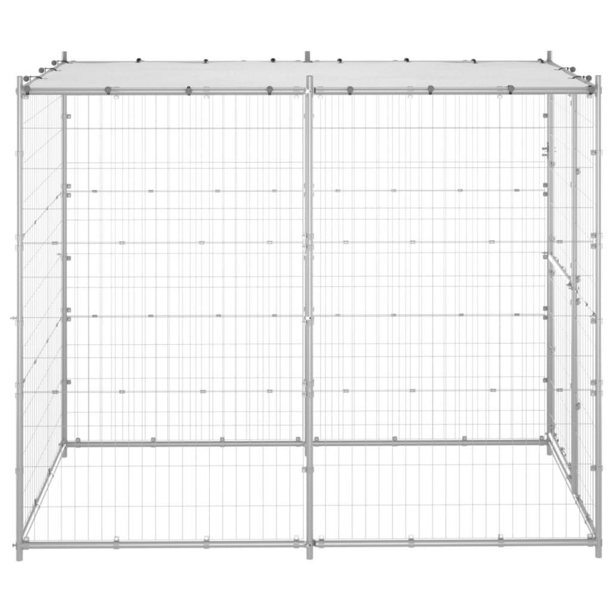 VIDAXL Chenil exterieur Acier galvanise avec toit 110x220x180 cm