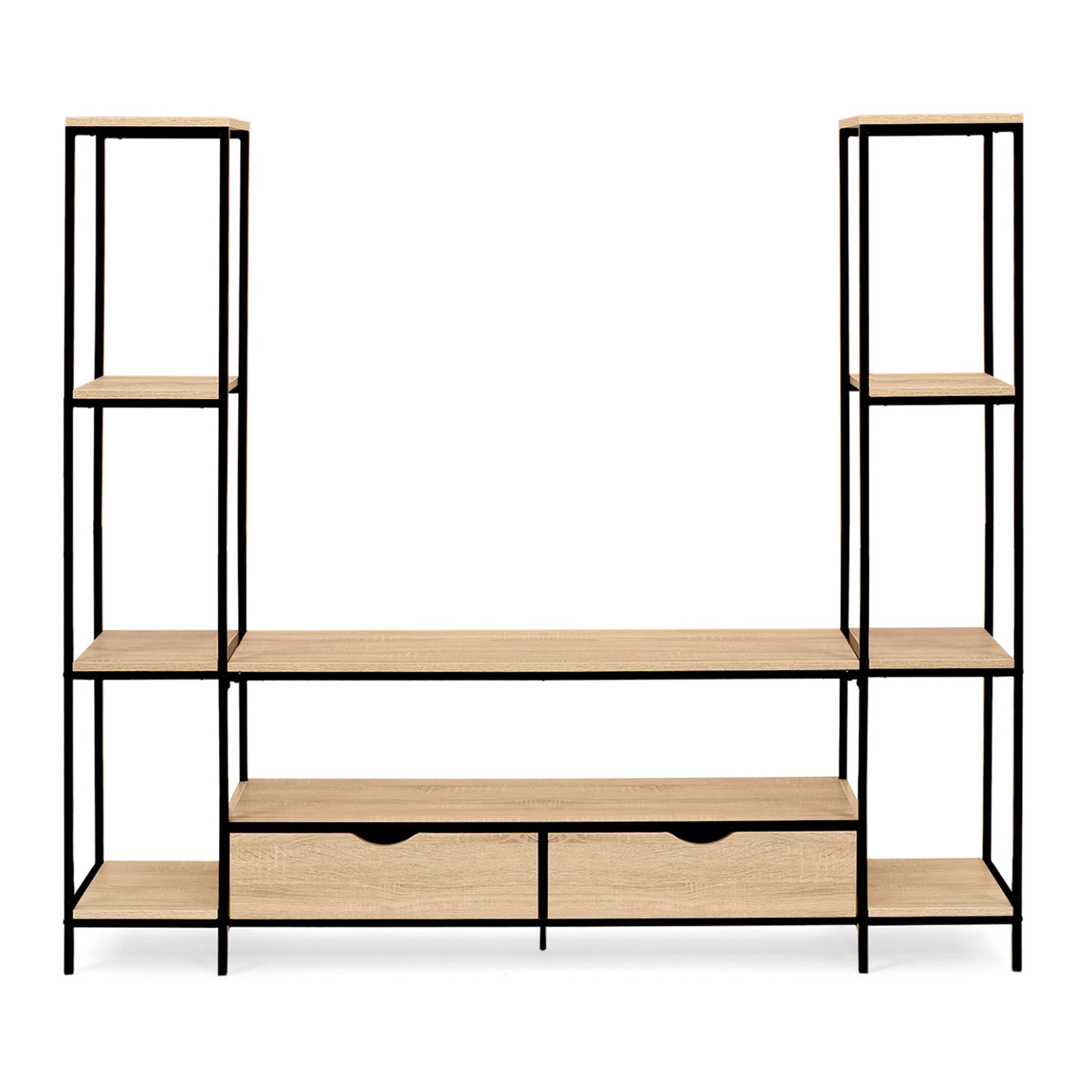 Voir la diapositive 3 : ID MARKET Ensemble meuble tv 164 cm detroit avec étagères design industriel