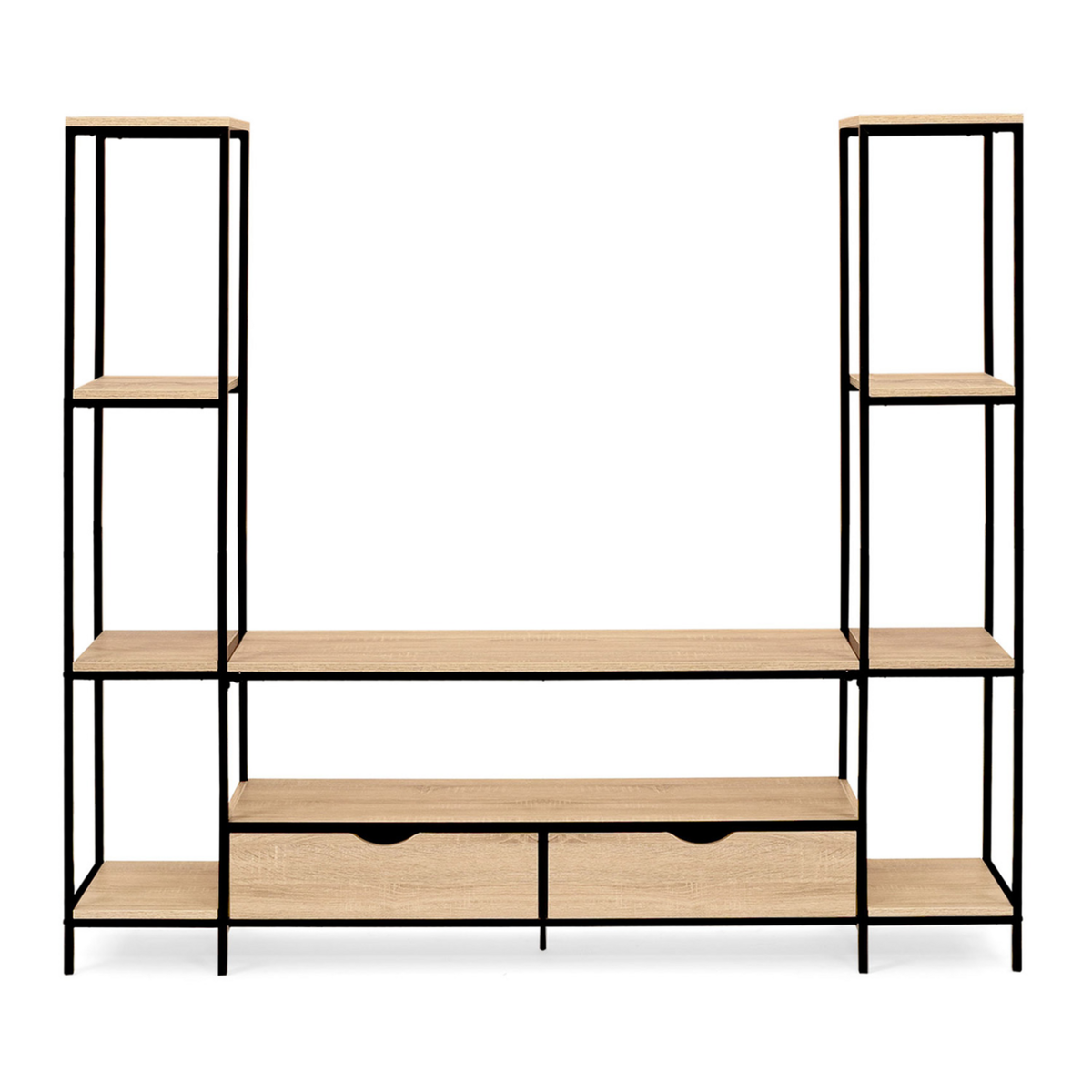 ID MARKET Ensemble meuble TV 164 cm DETROIT avec étagères design industriel