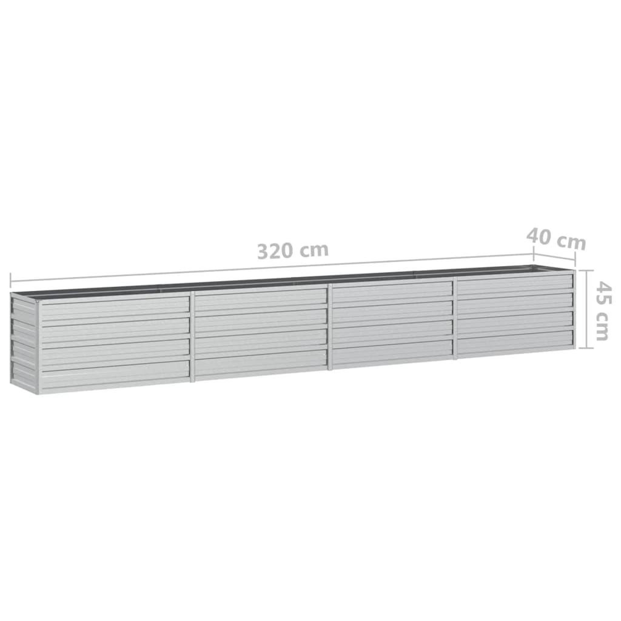 Voir la diapositive 6 : VIDAXL Lit sureleve de jardin 320x40x45 cm Acier galvanise Argente