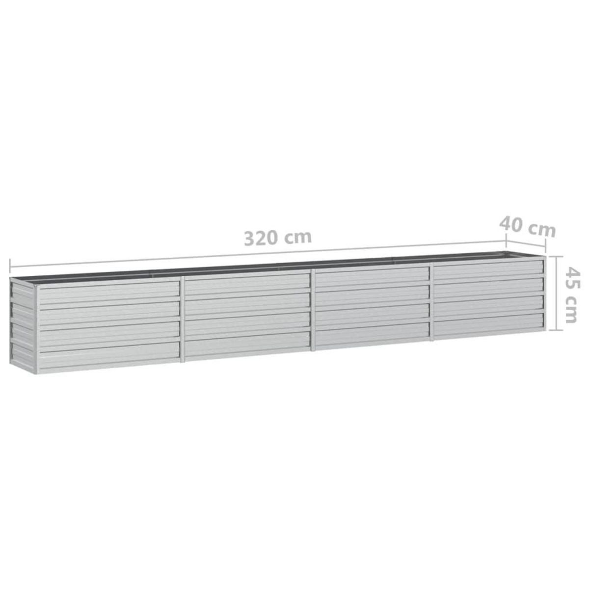 VIDAXL Lit sureleve de jardin 320x40x45 cm Acier galvanise Argente