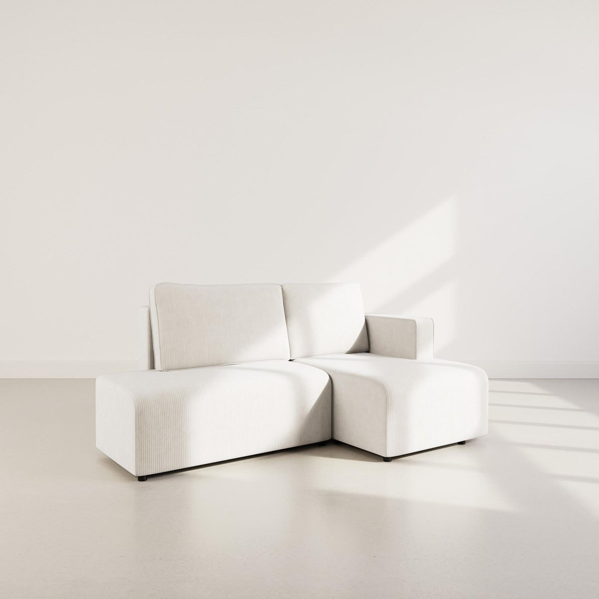 BEST MOBILIER Topaze - canapé d'angle droit 4 places convertible avec coffre en velours côtelé