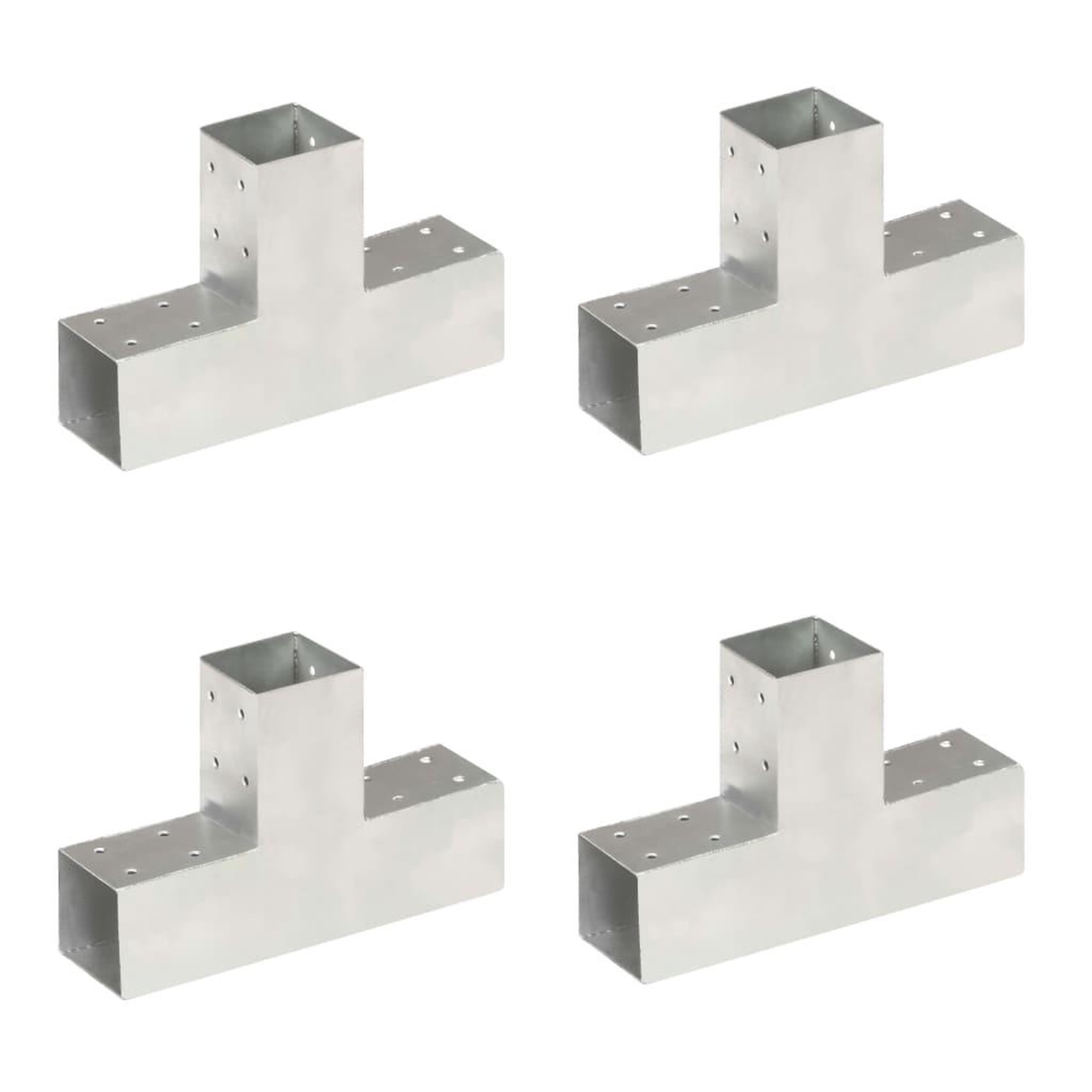 Voir la diapositive 1 : VIDAXL Connecteurs de poteau 4 pcs Forme en T Metal galvanise 71x71 mm