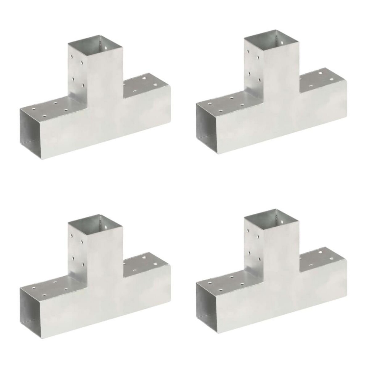 VIDAXL Connecteurs de poteau 4 pcs Forme en T Metal galvanise 71x71 mm