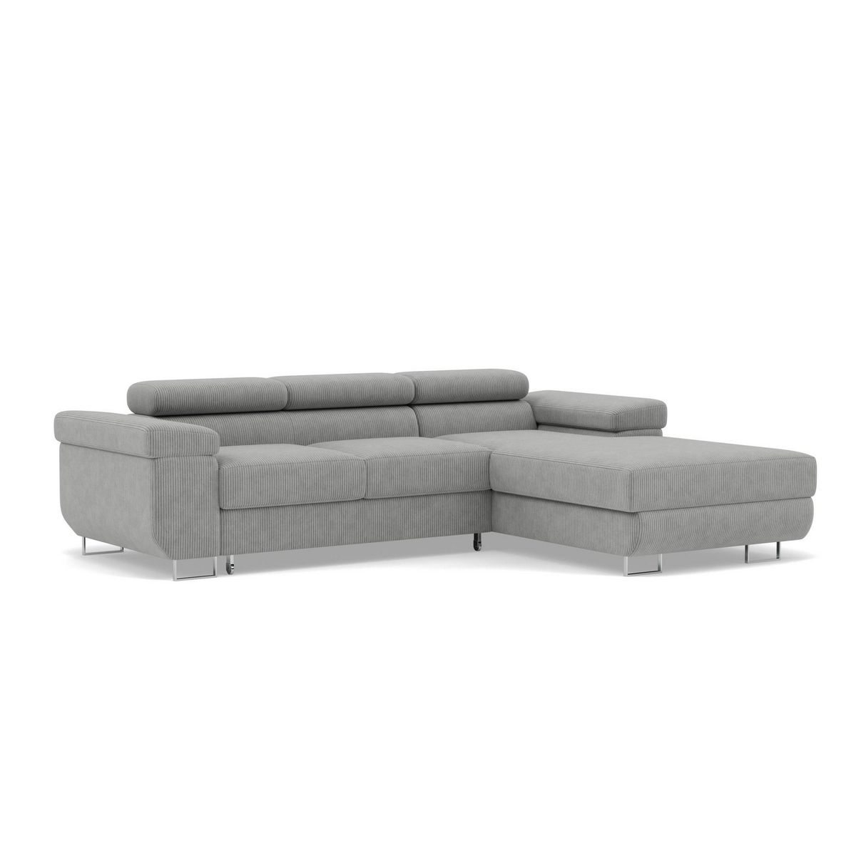 BEST MOBILIER Pablo - canapé d'angle droit - 6 places - convertible avec coffre et têtières réglables - en velours côtelé