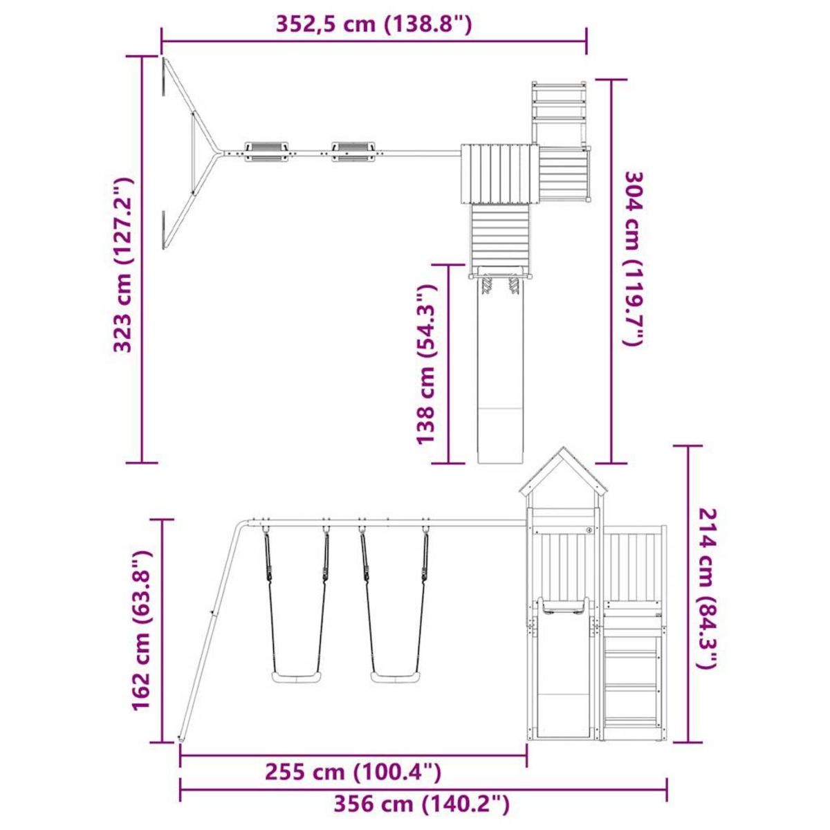 VIDAXL Aire de jeux d'exterieur bois massif de douglas