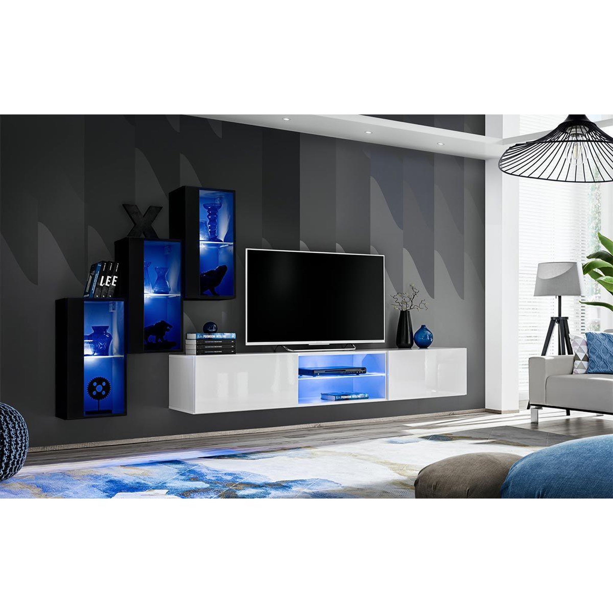 Voir la diapositive 2 : Paris Prix Ensemble meuble tv  switch xxii  210cm noir & blanc