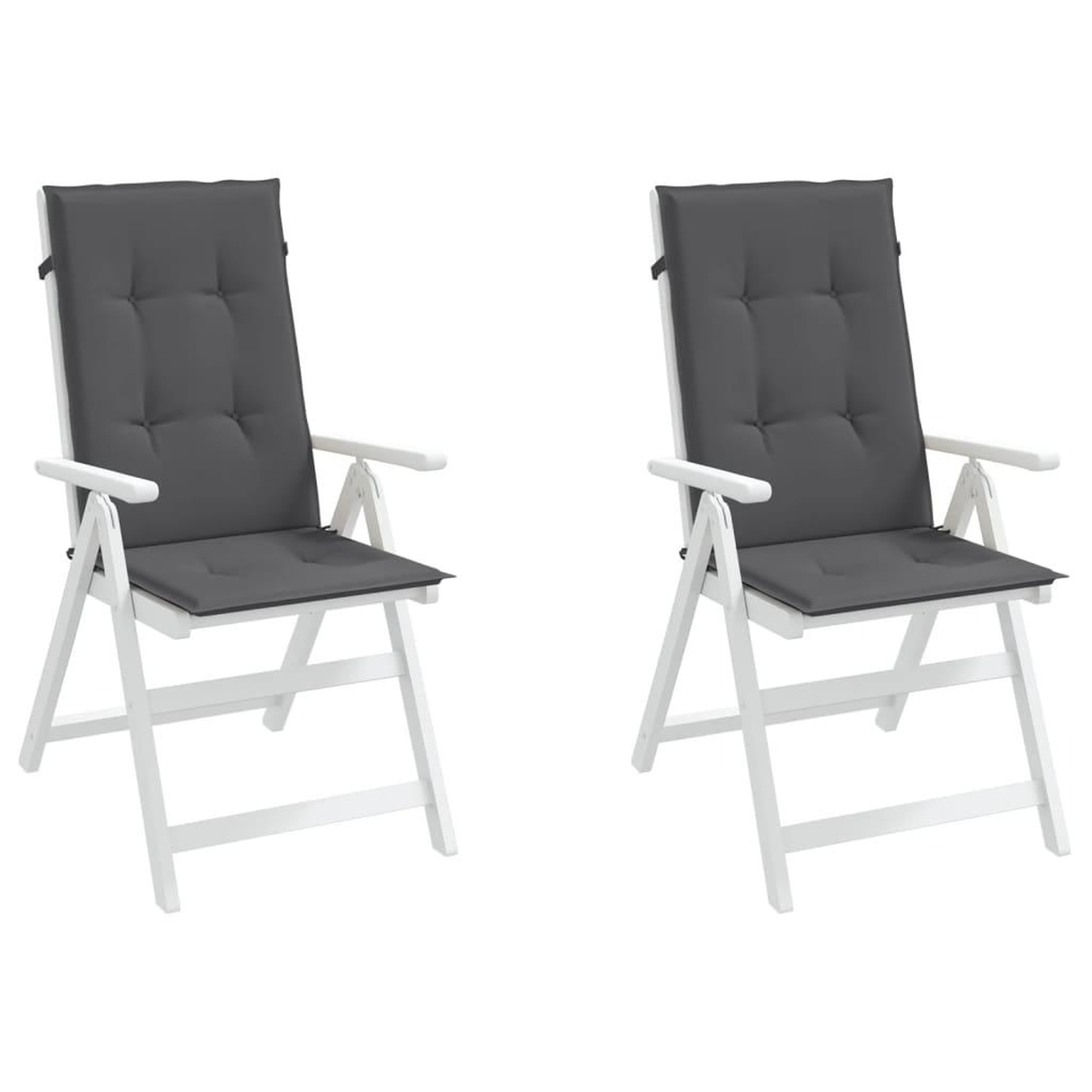 Voir la diapositive 4 : VIDAXL Coussins de chaise de jardin a dossier haut lot de 2 anthracite