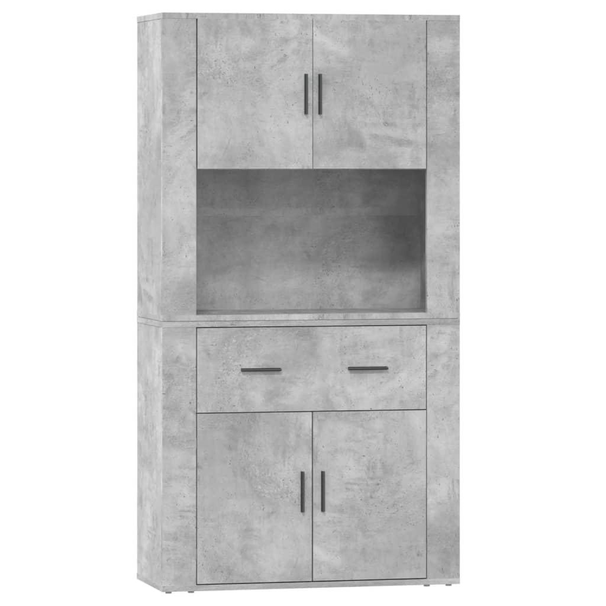 Voir la diapositive 2 : VIDAXL Buffet haut Gris beton Bois d'ingenierie
