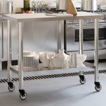 VIDAXL Table de travail de cuisine avec roues 110x55x85 cm inox