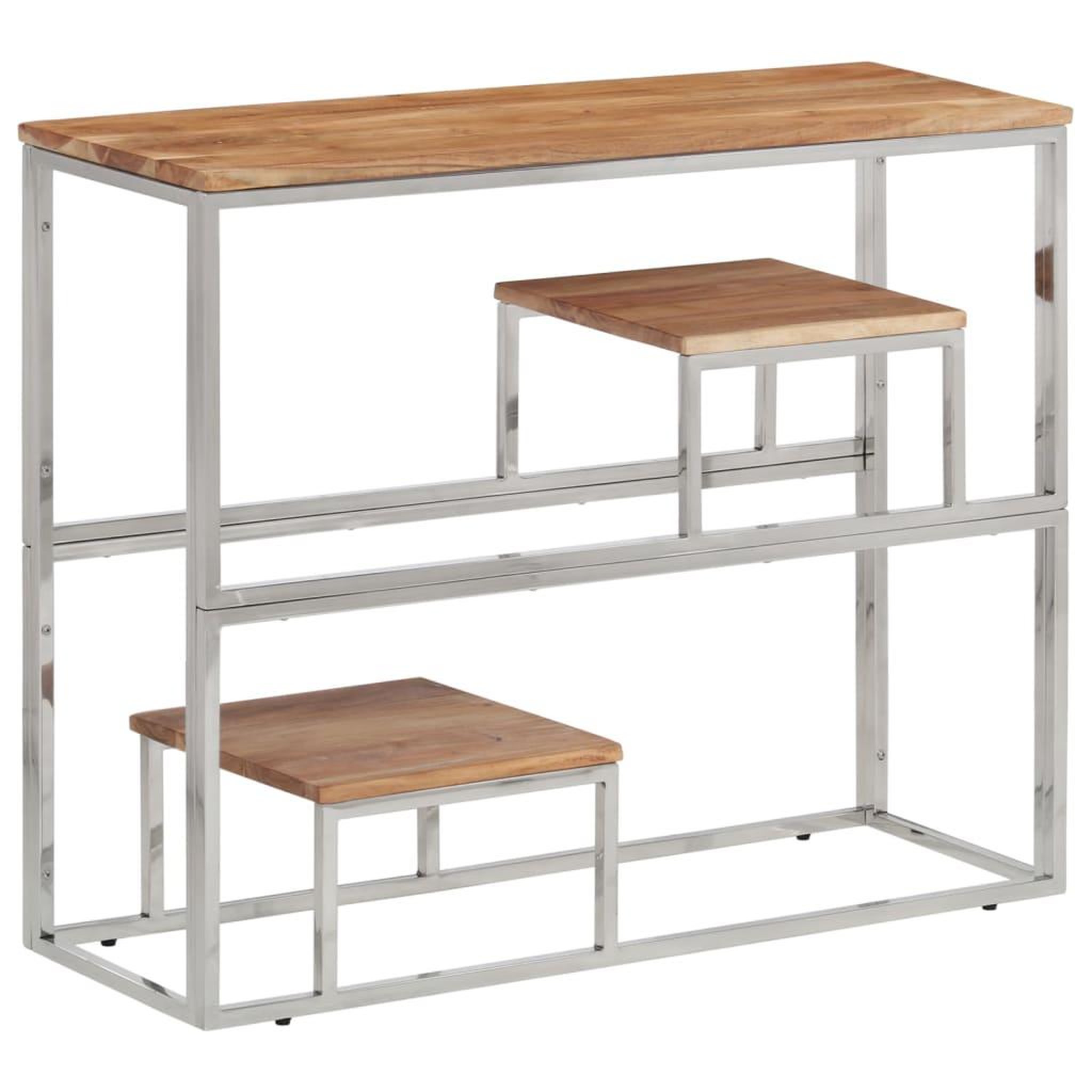 Voir la diapositive 1 : VIDAXL Table console argente acier inoxydable et bois massif d'acacia