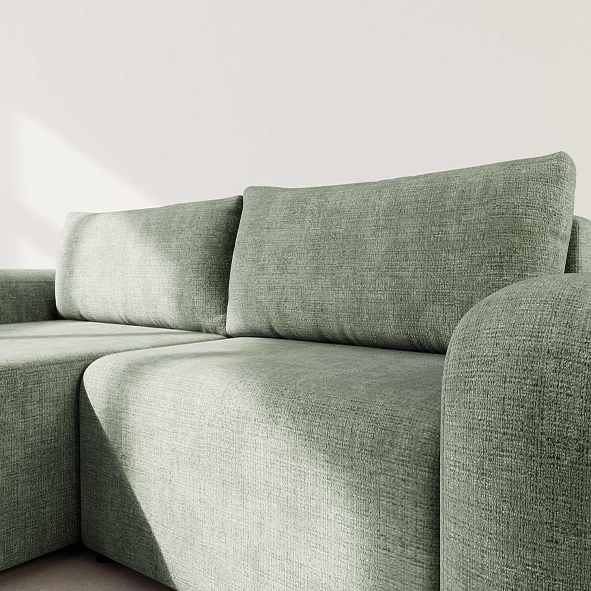 Voir la diapositive 4 : BEST MOBILIER Rebecca - canapé d'angle gauche 4 places convertible avec coffre en velours texturé
