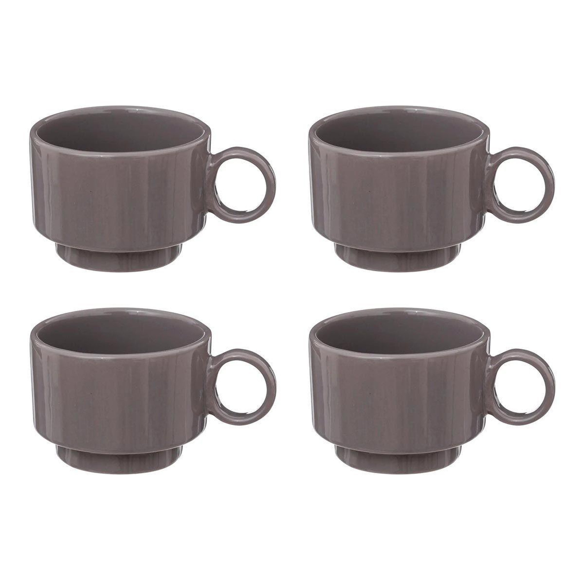 Voir la diapositive 1 : SECRET DE GOURMET Lot de 4 tasses à café  anne  10cl gris