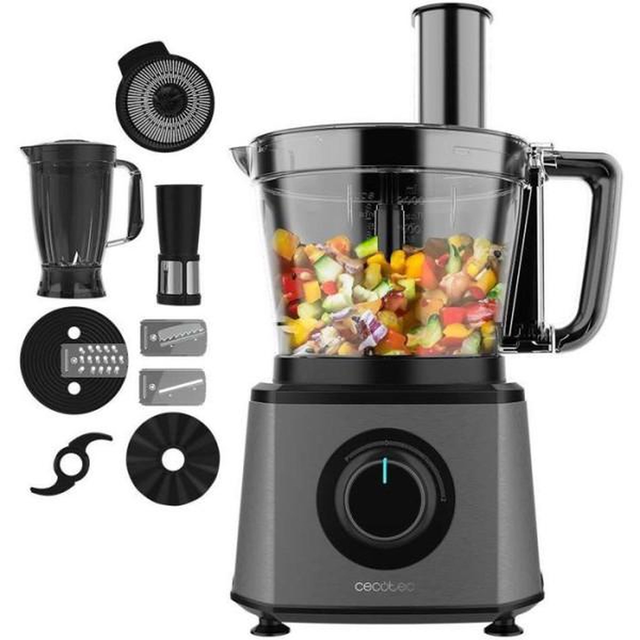 CECOTEC Robot Mixeur - CECOTEC - Moulinette Paprika - 2000 W - 2 vitesses + Pulse - Gris foncé