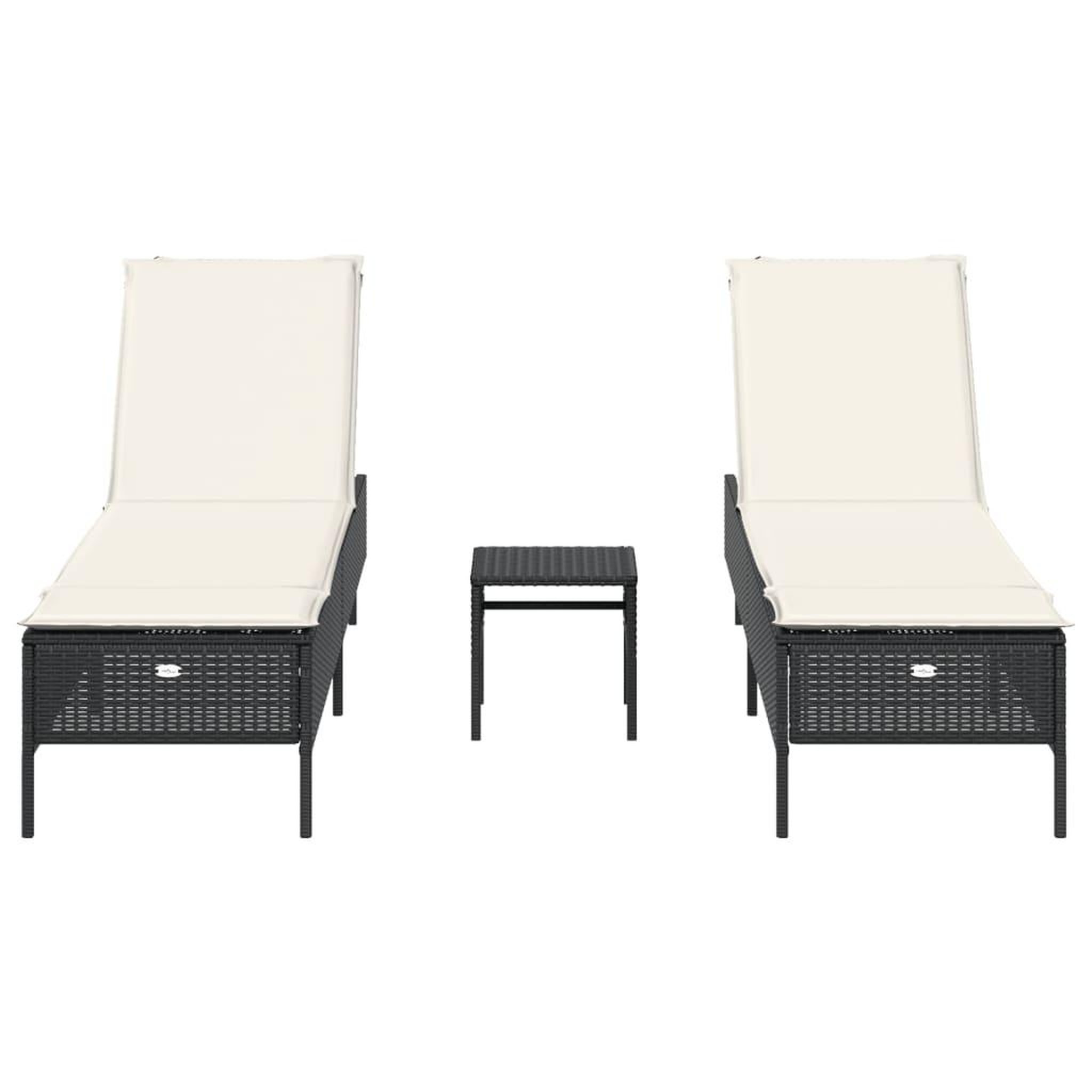 Voir la diapositive 4 : VIDAXL Ensemble de chaises longues avec coussins 3 pcs noir poly rotin
