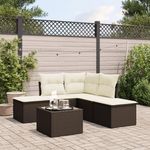 VIDAXL Salon de jardin avec coussins 6 pcs marron resine tressee