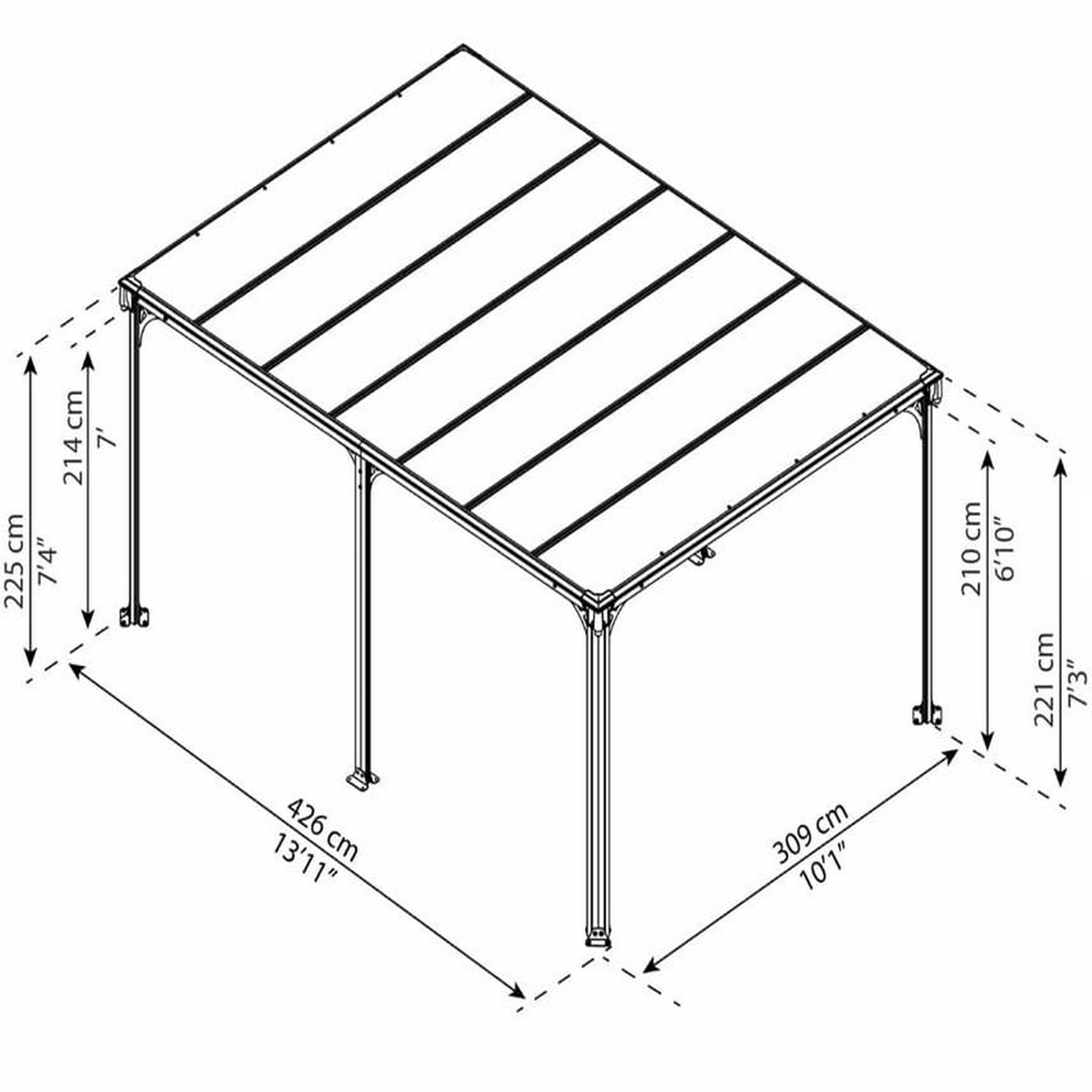 Voir la diapositive 2 : Palram Gazebo de jardin 426x309cm gris anthracite - 704673