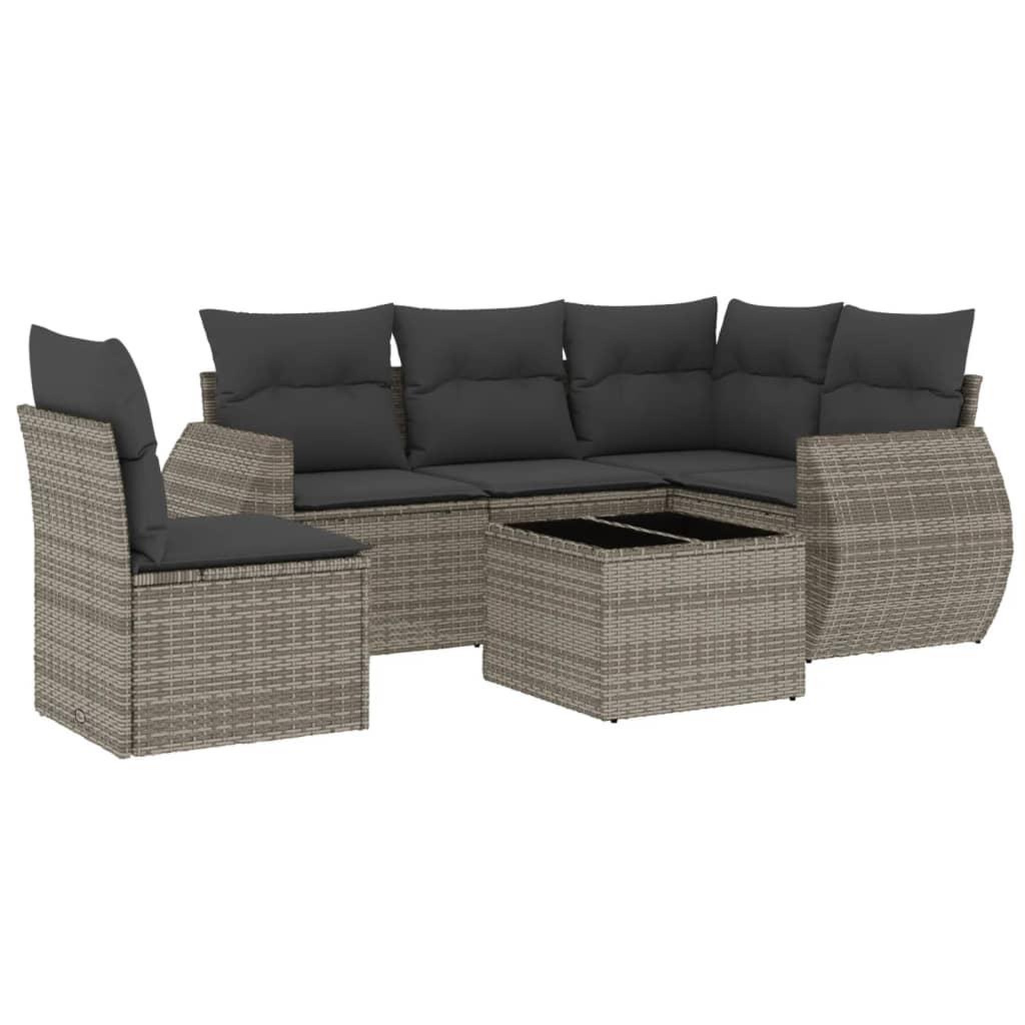 Voir la diapositive 2 : VIDAXL Salon de jardin 6 pcs avec coussins gris resine tressee