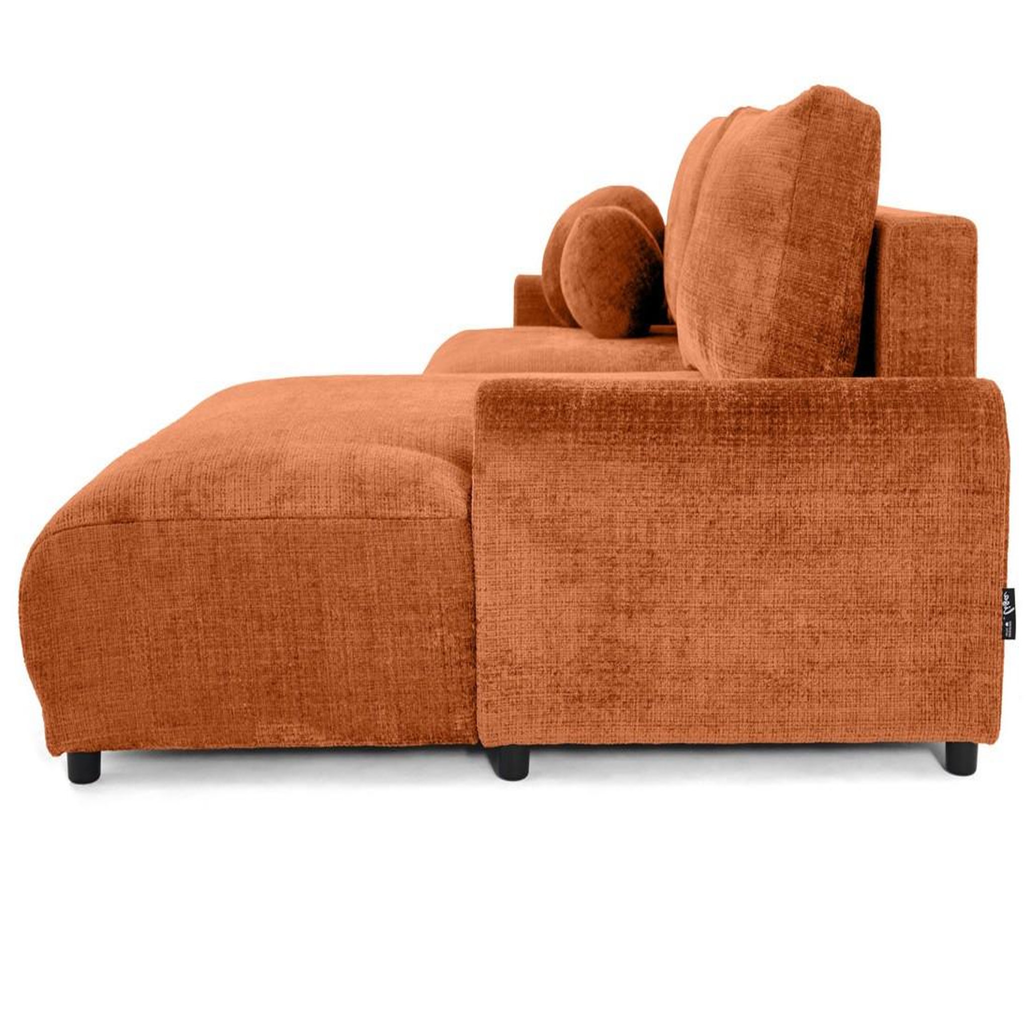 Voir la diapositive 6 : BEST MOBILIER Nelly - canapé d'angle droit 4 places convertible avec coffre en velours texturé