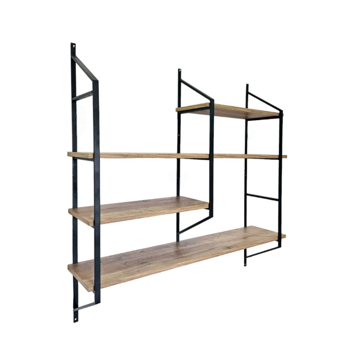 CONCEPT USINE Etagère murale design en métal - 4 rangements - bois et noir YOMI