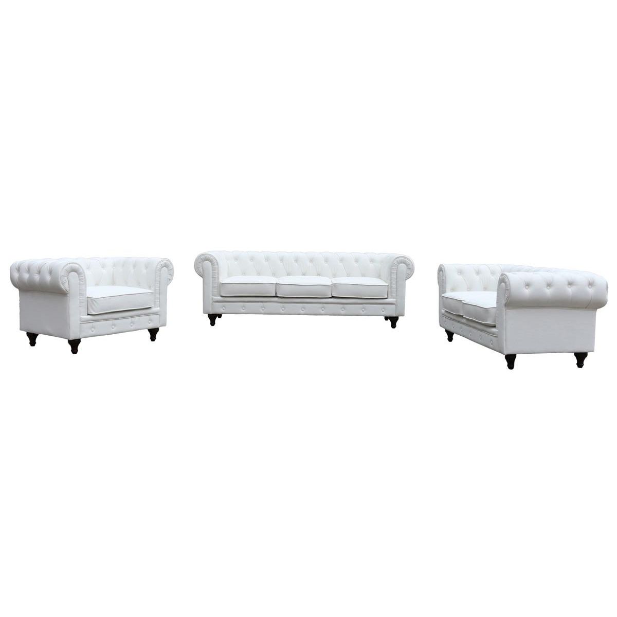Habitat et Jardin Canapé fixe Chesterfield  Aliza  - 157 x 82 x 70 cm - 2 places - Blanc