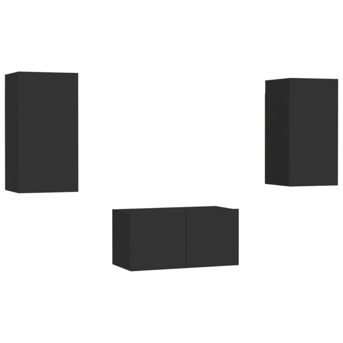 VIDAXL Ensemble de meubles TV 3 pcs Noir Bois d'ingenierie