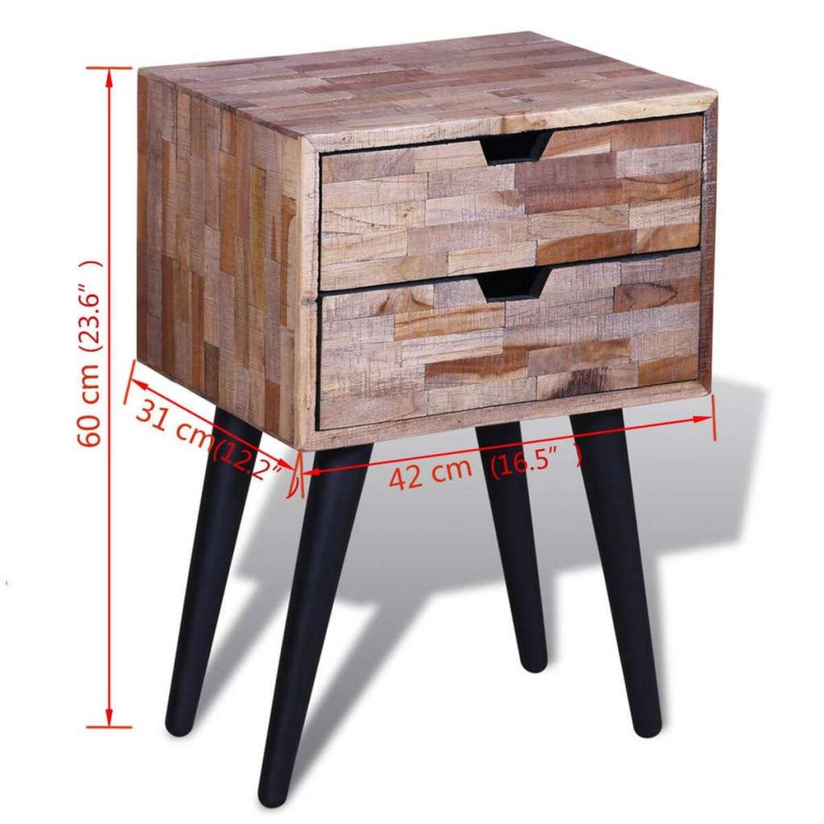 VIDAXL Table de chevet avec 2 tiroirs Bois de teck recycle
