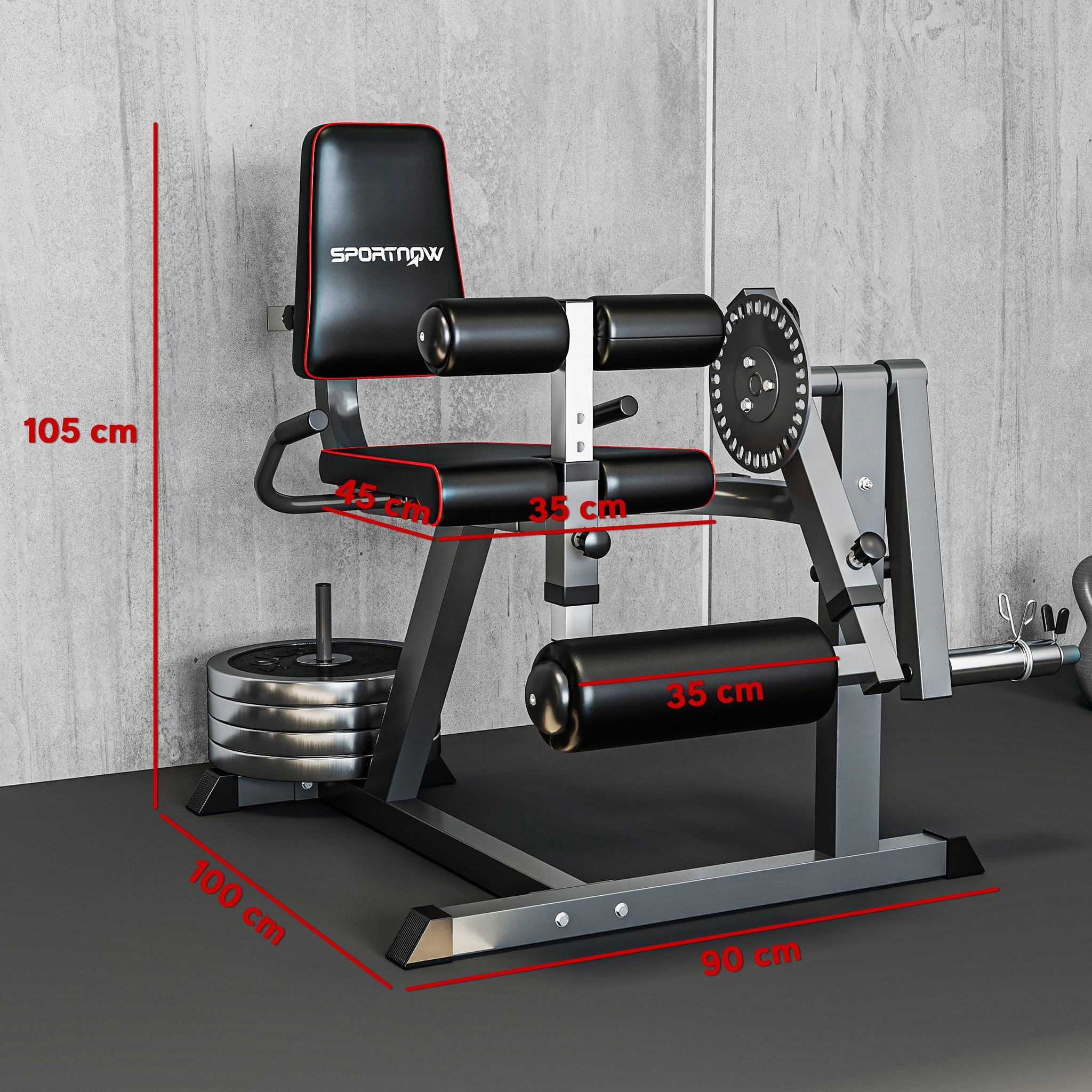 Voir la diapositive 3 : HOMCOM Leg press machine - leg curl - presse à mollets - entièrement réglable - max. 120 kg