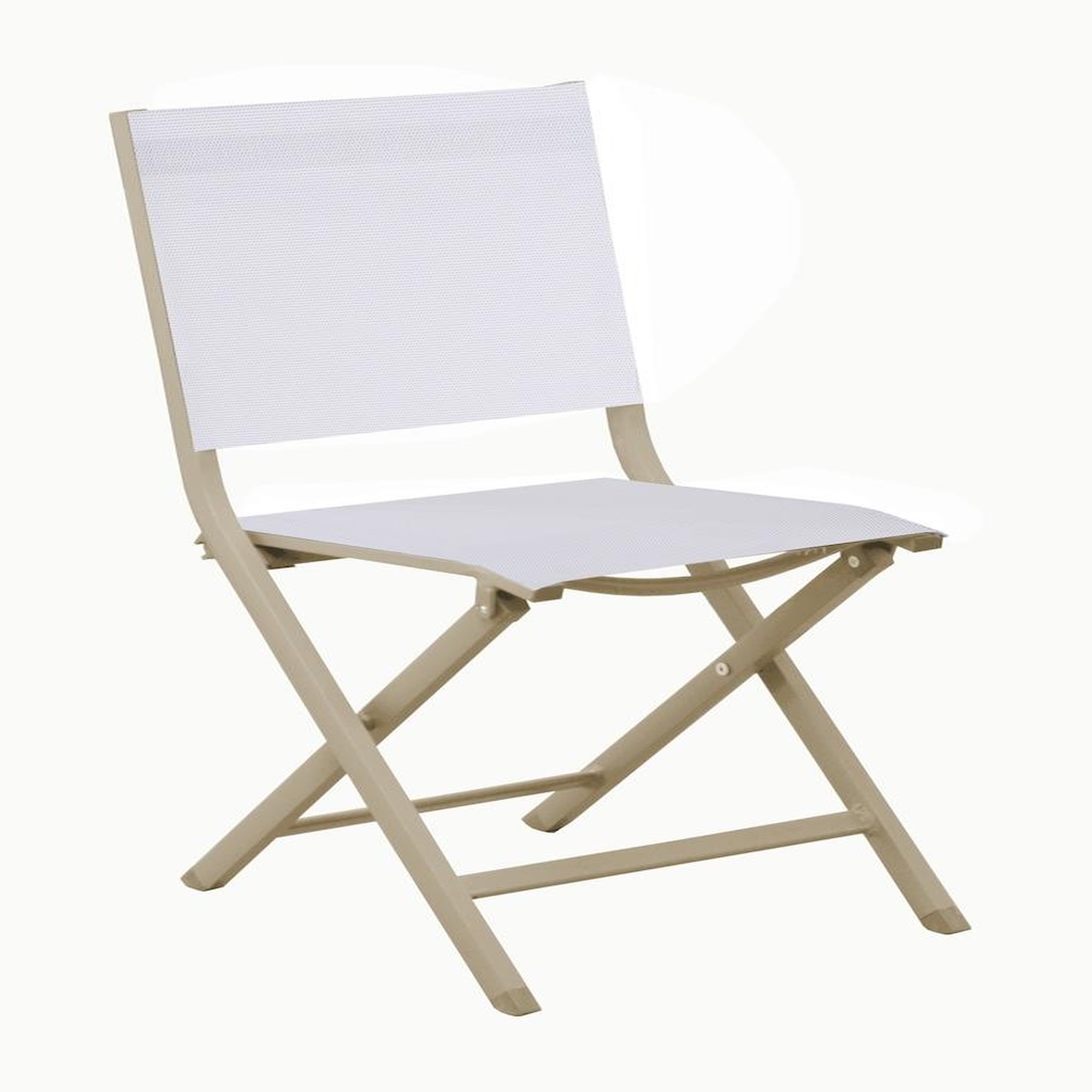 Proloisirs Chaise pliante - THEMA - Aluminium époxy sand - Toile TPEP chiné blanc