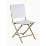 Proloisirs Chaise pliante - THEMA - Aluminium époxy sand - Toile TPEP chiné blanc