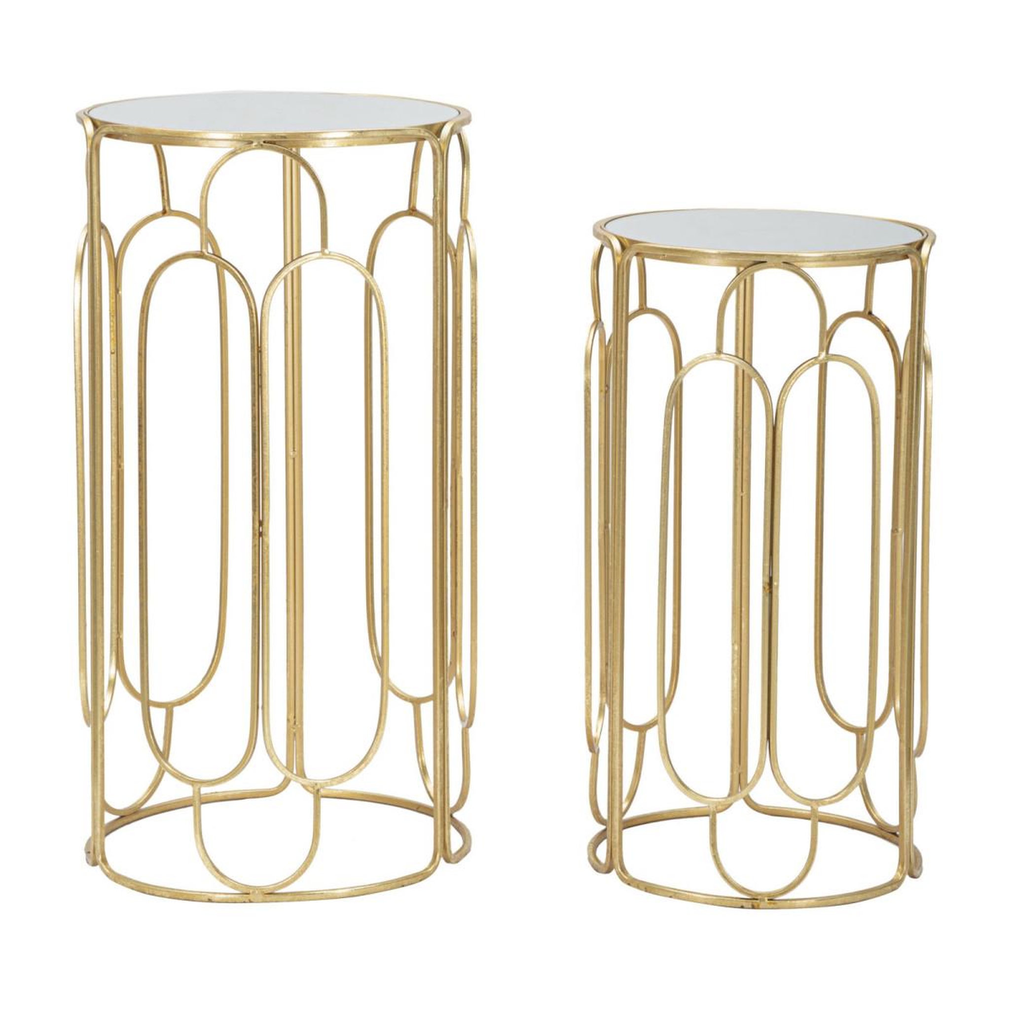 Paris Prix Lot de 2 tables d'appoint gigogne ronde  arty  70cm or