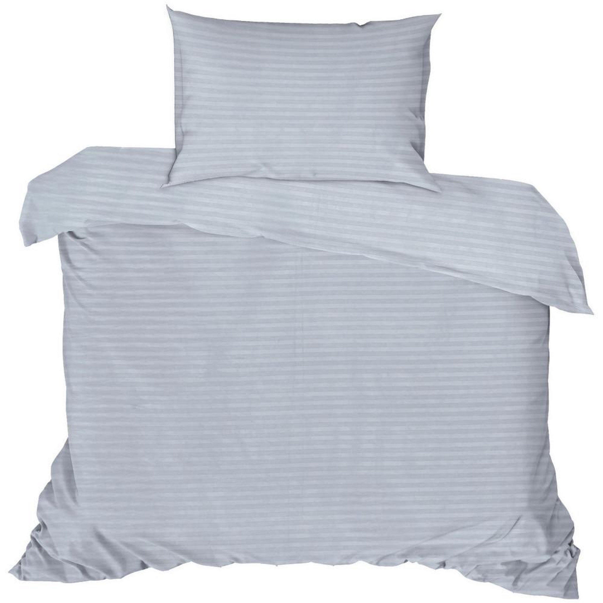 Voir la diapositive 3 : GENERIQUE Parure de lit - 1 housse de couette 140 x 200cm + 1 taies d'oreiller 60 x 60 cm - Satin - Imprimé rayures Gris