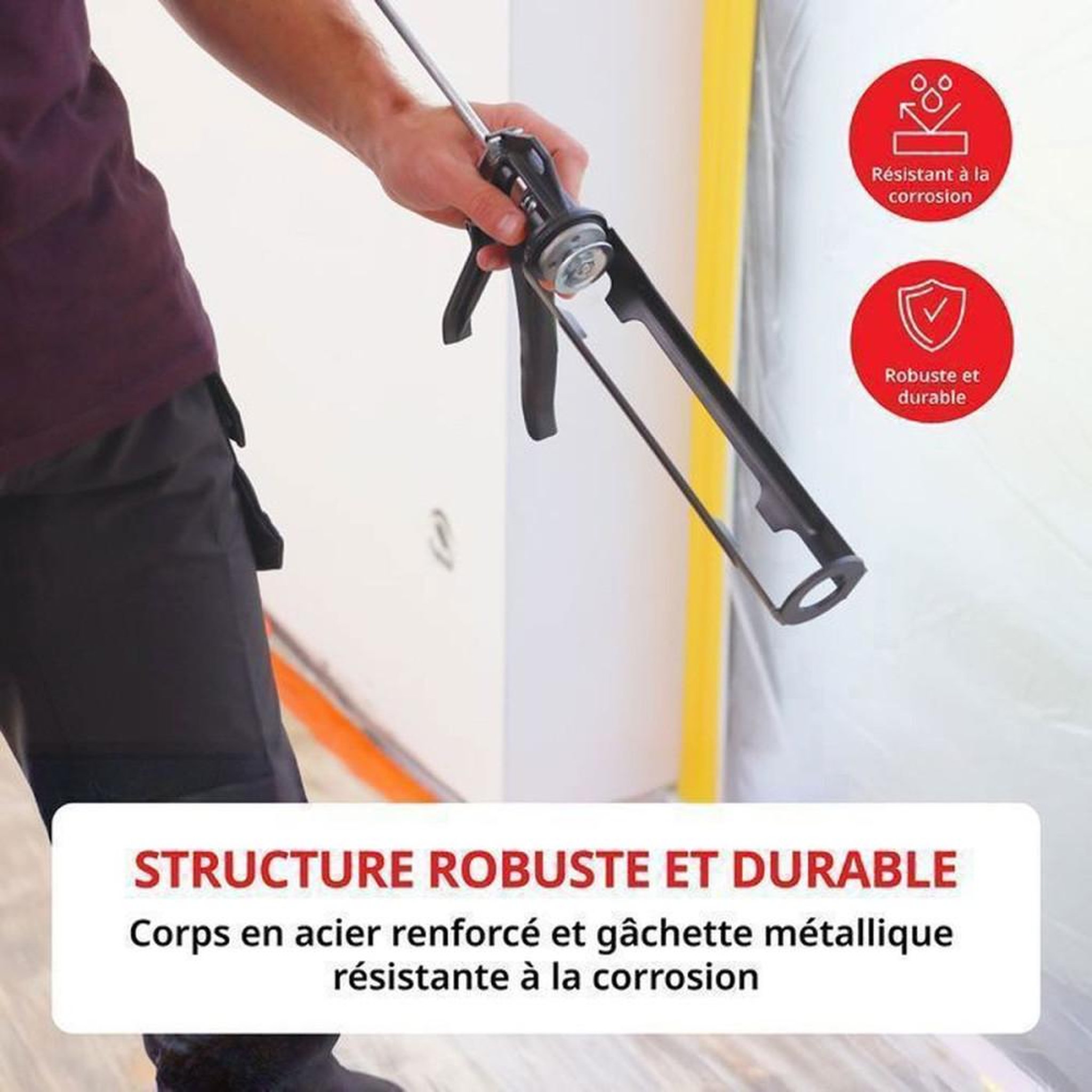 Voir la diapositive 2 : pistolet à cartouche manuel noir 310 ml Ø 50 mm 2000 N pour mastics et colles