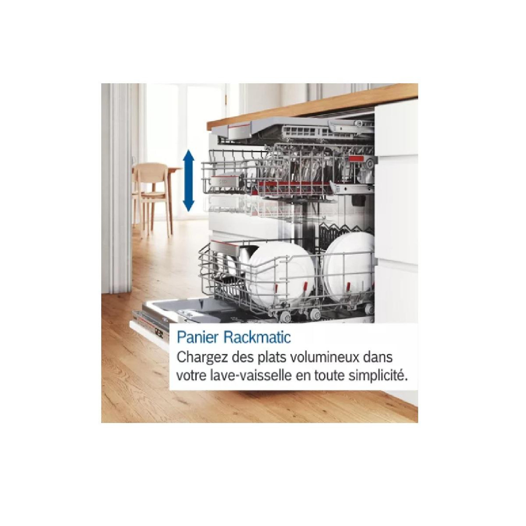 Voir la diapositive 4 : BOSCH Lave-vaisselle intégrable 60cm 14 couverts 42db avec bandeau noir - SMI4HCB19E