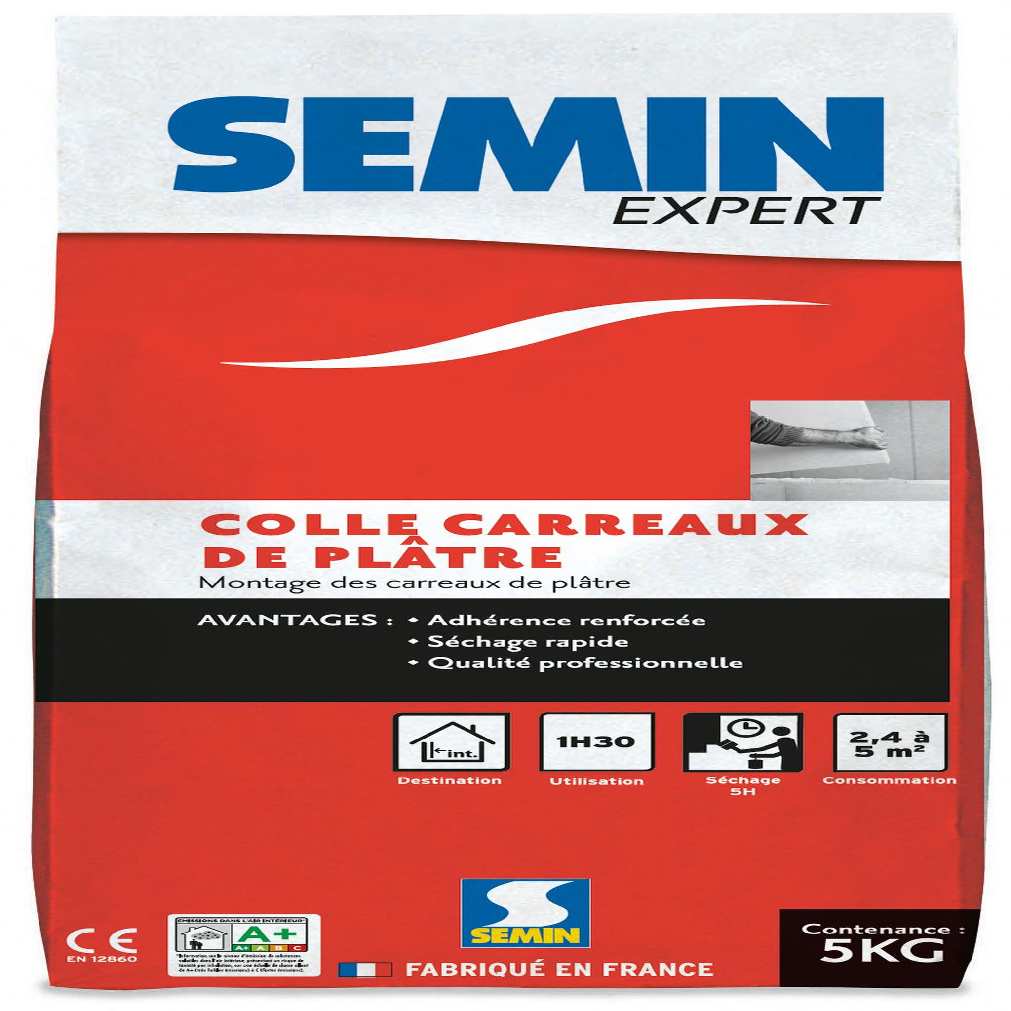 CENTRALE BRICO Colle pour carreaux de plâtre SEMIN, 5 kg